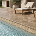 English Walnut Travertine Coping, Unfilled Honed, 12x18. 16x24 pool coping — Swimming Pool pool edge drop-face coping