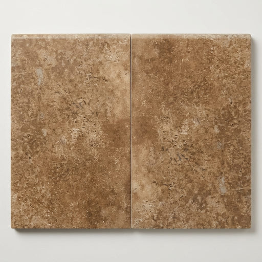 Travertine Coping English Walnut 16x24 Unfilled Bullnose Honed close-up