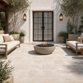 English Walnut Travertine Paver 12x12 Tumbled 1.25 inch — Courtyard paving