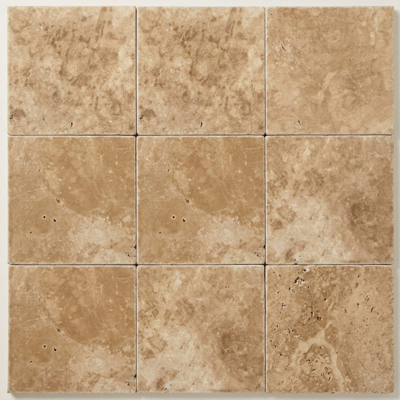 Solidshape English Walnut Travertine Paver - 12x12in close-up