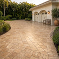Solidshape English Walnut Travertine Paver - 12x12in — Front Yard driveway