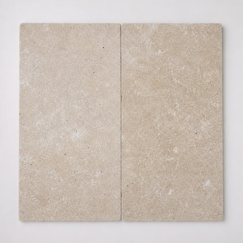 English Walnut Travertine Paver 12x24 Tumbled 2 inch close-up