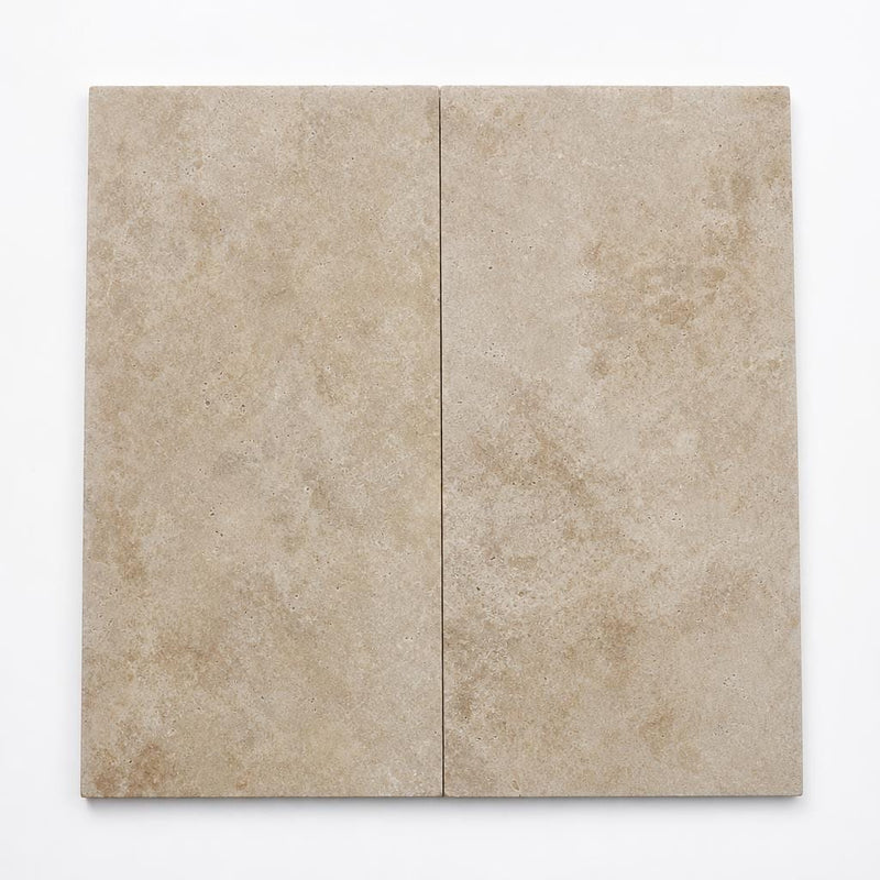 English Walnut Travertine Paver 12x24 Unfilled, Honed 2 inch close-up