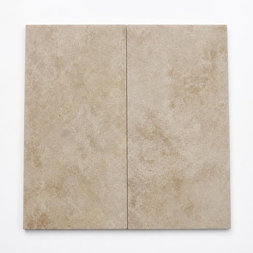 English Walnut Travertine Paver 12x24 Unfilled, Honed 2 inch close-up