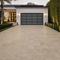 English Walnut Travertine Paver 12x24 Unfilled, Honed 2 inch — Front Yard driveway