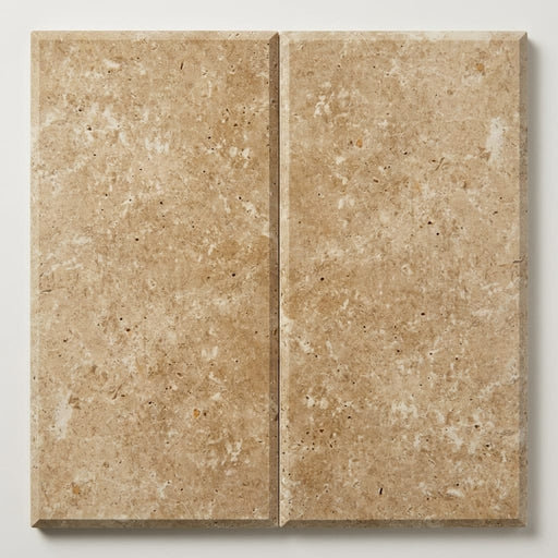 English Walnut Travertine Paver - Unfilled, Honed Beveled, 12x24 close-up