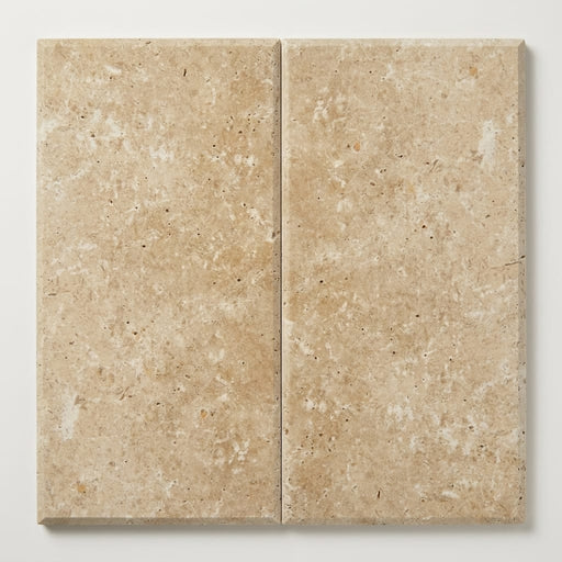 Travertine Paver English Walnut 12x24 Unfilled Honed Beveled close-up