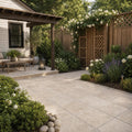 English Walnut Travertine Paver 16x16 Tumbled 1.25 inch — Backyard patio
