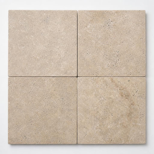English Walnut Travertine Paver 16x16 Tumbled 1.25 inch close-up