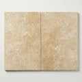English Walnut Travertine Paver 16x24 Unfilled, Honed 2 inch close-up
