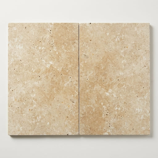 English Walnut Travertine Paver 16x24 Unfilled, Honed 2 inch close-up
