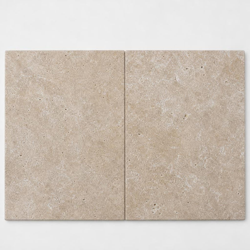 English Walnut Travertine Paver, Unfilled Honed Beveled 16x24 close-up