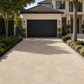 English Walnut Travertine Paver, Unfilled Honed Beveled 16x24 — Front Yard driveway