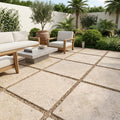 English Walnut Travertine Paver 24x24 Tumbled 1.25 inch — Backyard patio