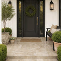 English Walnut Travertine Paver 6x12 Brushed 2 inch — Front Yard front porch