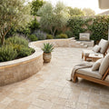 Travertine Paver English Walnut 6x6 Tumbled 1.25 inch — Backyard patio