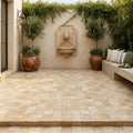 Travertine Paver English Walnut 6x6 Tumbled 1.25 inch — Courtyard paving