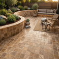 English Walnut Travertine Paver, Unfilled Chiseled, 6x6 size 1.25 inch. — Backyard patio