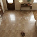 Travertine Tile | English Walnut | Filled Honed 12x12 — Foyer floor