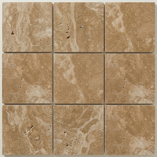English Walnut Travertine Tile 12x12 Unfilled, Honed close-up