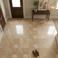 English Walnut Travertine Tile 12x12 Unfilled, Honed — Foyer floor