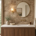 Travertine Tile - English Walnut - Filled Honed 12x24 — Bathroom vanity wall