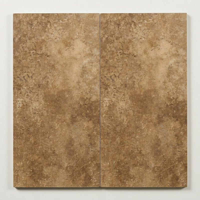 Travertine Tile - English Walnut - Filled Honed 12x24 close-up