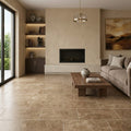 Travertine Tile - English Walnut - Filled Honed 12x24 — Living Room floor