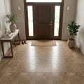 English Walnut Travertine Tile in Honed Finish, 18x18 Size — Foyer floor