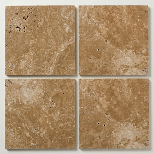 English Walnut Travertine Tile 18x18 Unfilled, Honed close-up