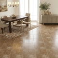 English Walnut Travertine Tile 18x18 Unfilled, Honed — Dining Room floor