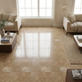 English Walnut Travertine Tile 18x18 Unfilled, Honed — Family Room floor