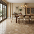 English Walnut Travertine Tile 18x18 Unfilled, Honed — Living Room floor