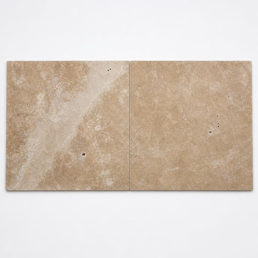 English Walnut Travertine Tile 24x24 Unfilled, Honed close-up