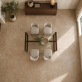 English Walnut Travertine Tile 24x24 Unfilled, Honed — Dining Room floor