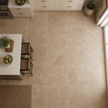 English Walnut Travertine Tile 24x24 Unfilled, Honed — Kitchen floor