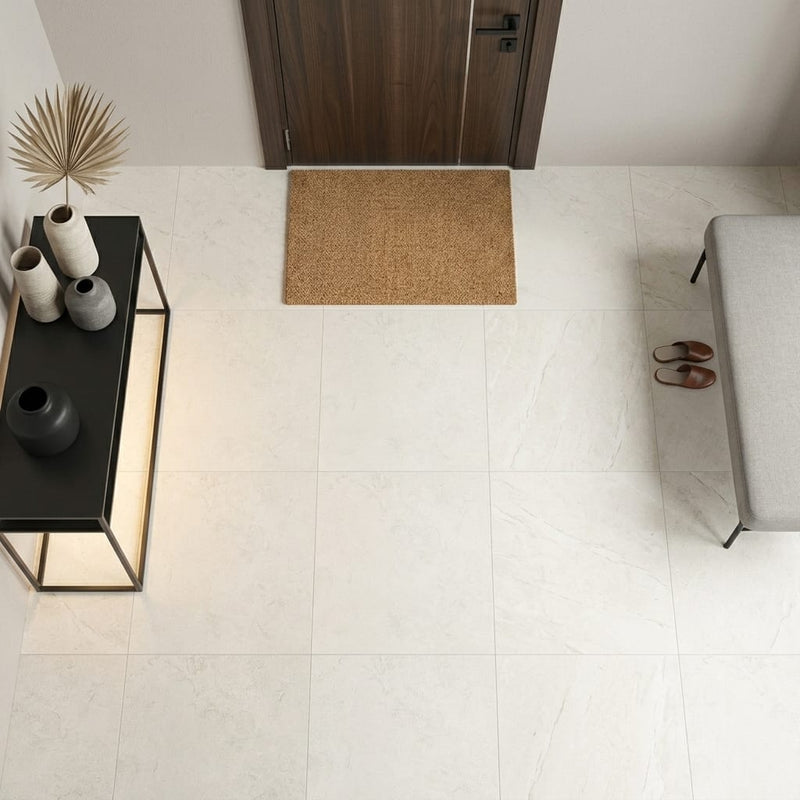 Epika Pedra Azul Ivory 48x48 Porcelain Tile — Foyer floor