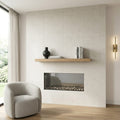 Epika Pedra Azul Ivory 48x48 Porcelain Tile — Living Room fireplace surround