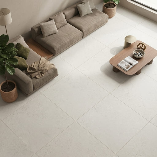 Epika Pedra Azul Ivory 48x48 Porcelain Tile — Living Room floor