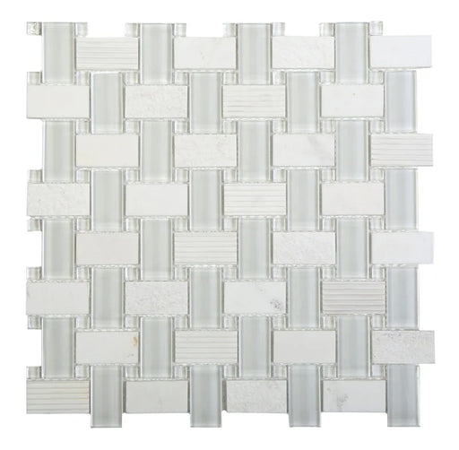 Essence 12x12 Woven Glass Stone Mosaic White Mosaic