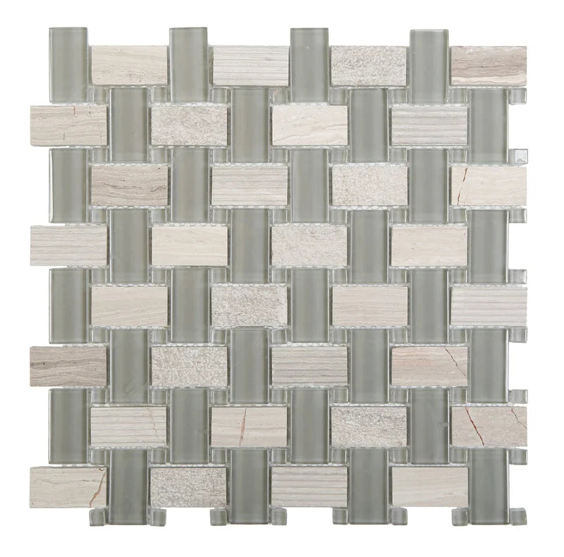Essence 12x12 Woven Glass Stone Mosaic Grey Mosaic