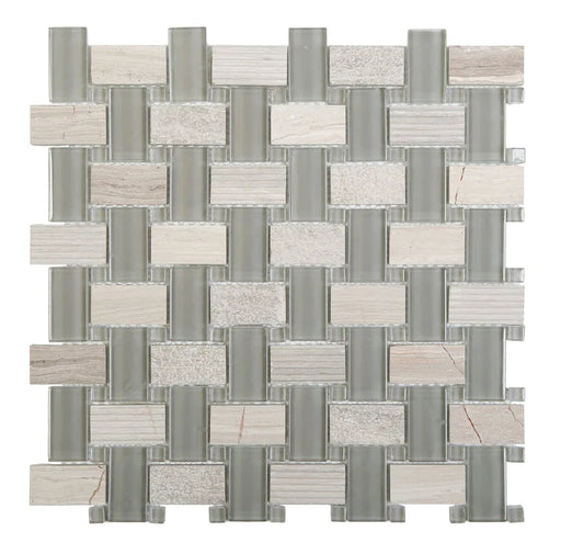 Essence 12x12 Woven Glass Stone Mosaic Grey Mosaic