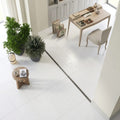 Euro White Deep Brushed 18x36 Limestone Tile — Living Room floor