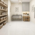 Euro White Honed 12x12 Honed Limestone Tile — Basement floor