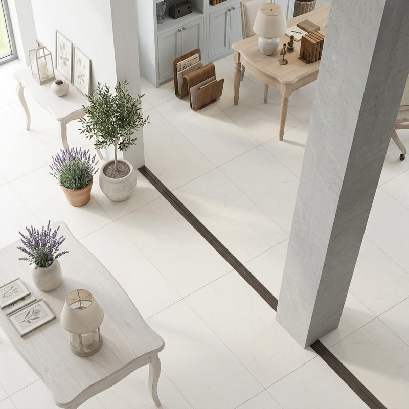 Euro White Honed 18x36 Honed Limestone Tile — Living Room floor