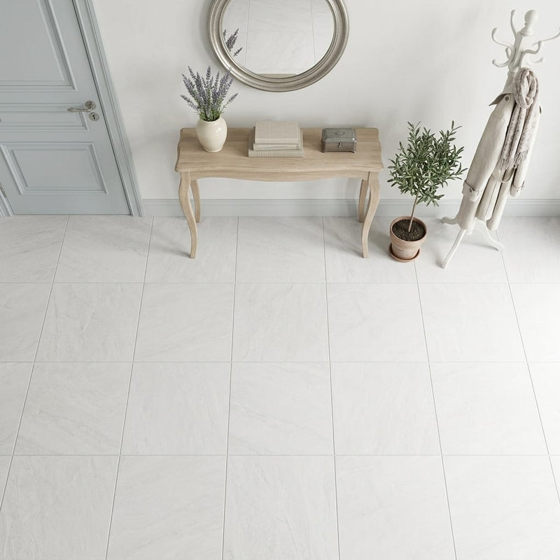 Euro White Honed 24x24 Honed Limestone Tile — Foyer floor
