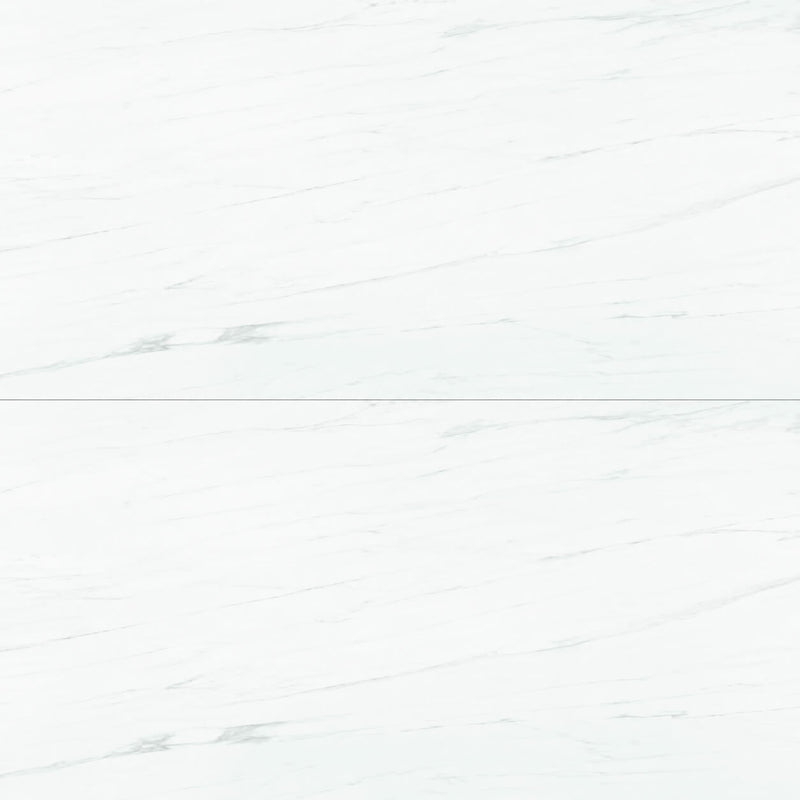 Evoque Series Blanco Mate 15x30 matte white stone look porcelain tiles with subtle gray veining.