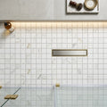 Exotic Stone Da Vinci White 2x2 - 12x12 Polished Marble Mosaic — Bathroom shower floor