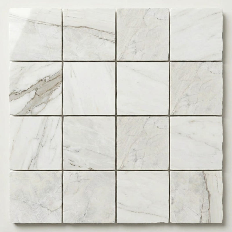 Exotic Stone Da Vinci White 2x2 - 12x12 Polished Marble Mosaic close-up