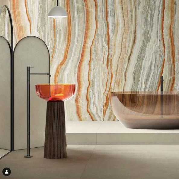 Exotic Stone Onice Fantastico 2x2 - 12x12 Polished Porcelain Mosaic